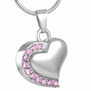 RVS Hartje met roze steentjes