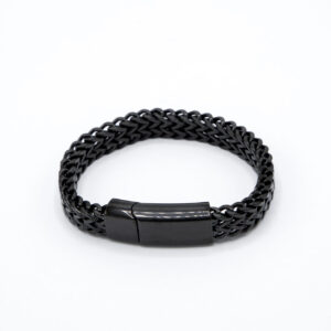 RVS Armband met dubbele schakel - zwart