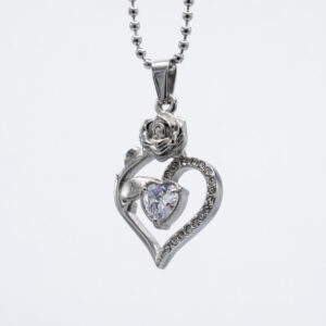 RVS Roos met hart en wit steentje